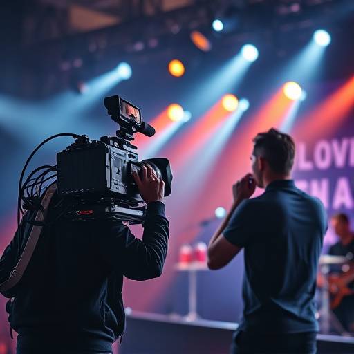 Equipo de Élite Films grabando un concierto en vivo, con tomas desde diferentes ángulos.