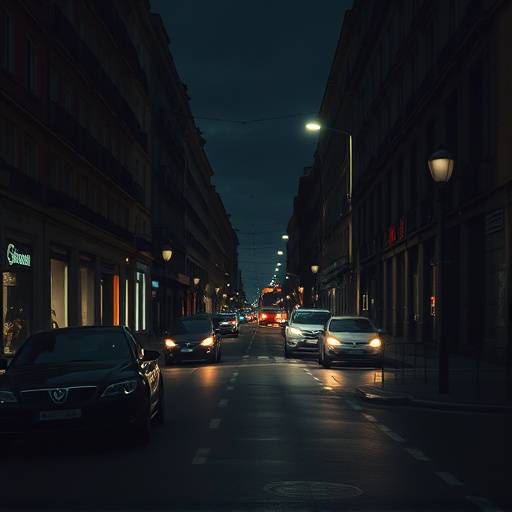 Fotograma de un cortometraje de ficción con una escena nocturna en el centro de Madrid.