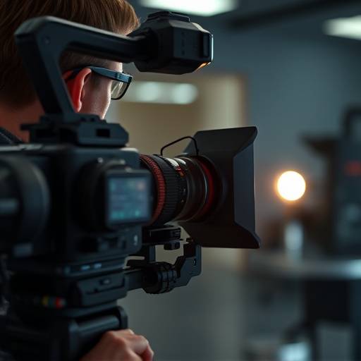 Una cámara de cine profesional enfocando un sujeto.